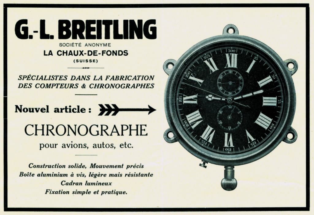 Advertisement for an onboard chronograph for planes or automobiles 1931_Breitling the Book_p51