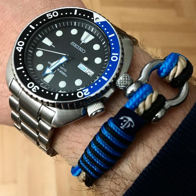 Seiko New Turtle Armband blau Nautical Rope