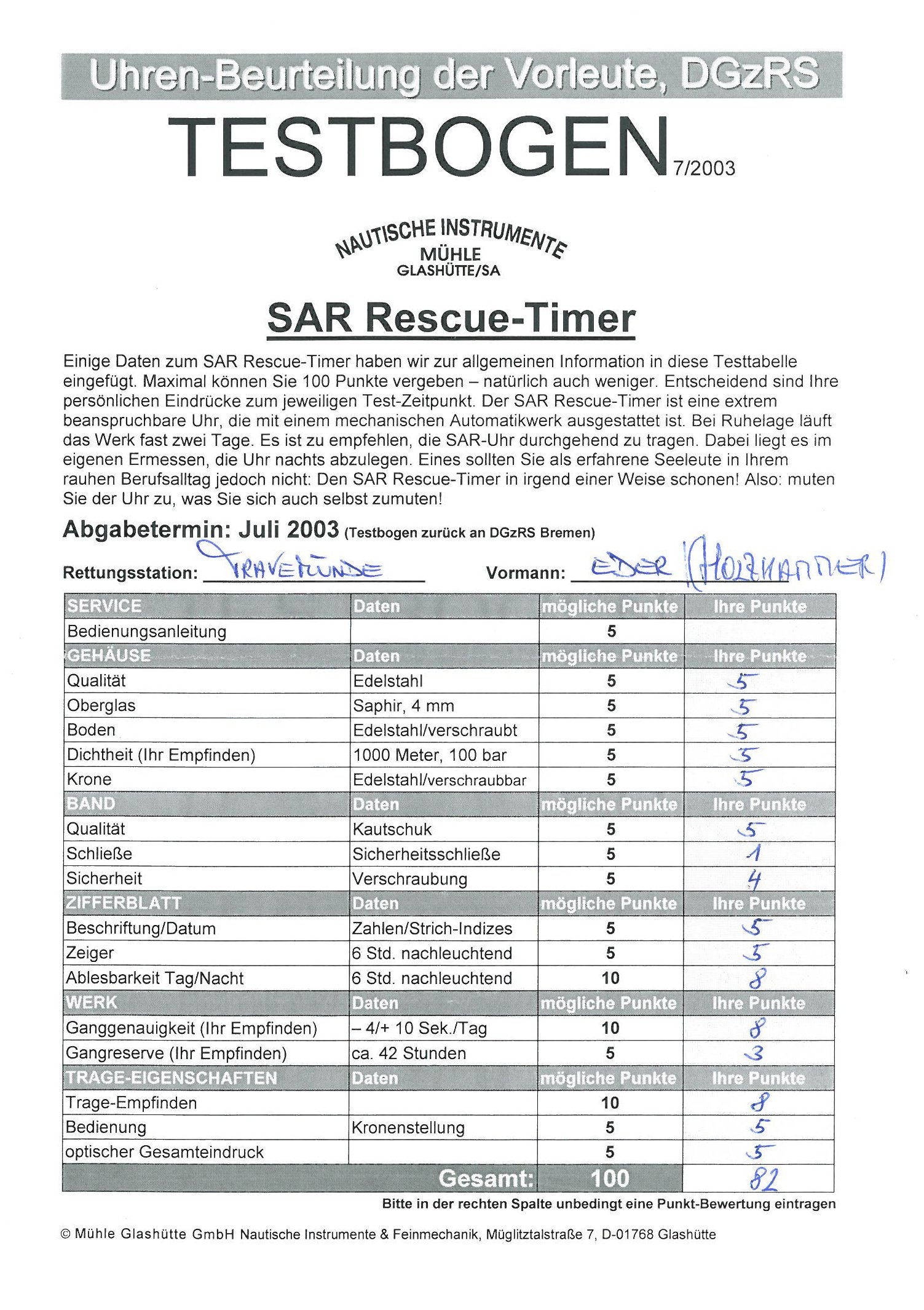 SAR Rescue-Timer Testbogen_Eder