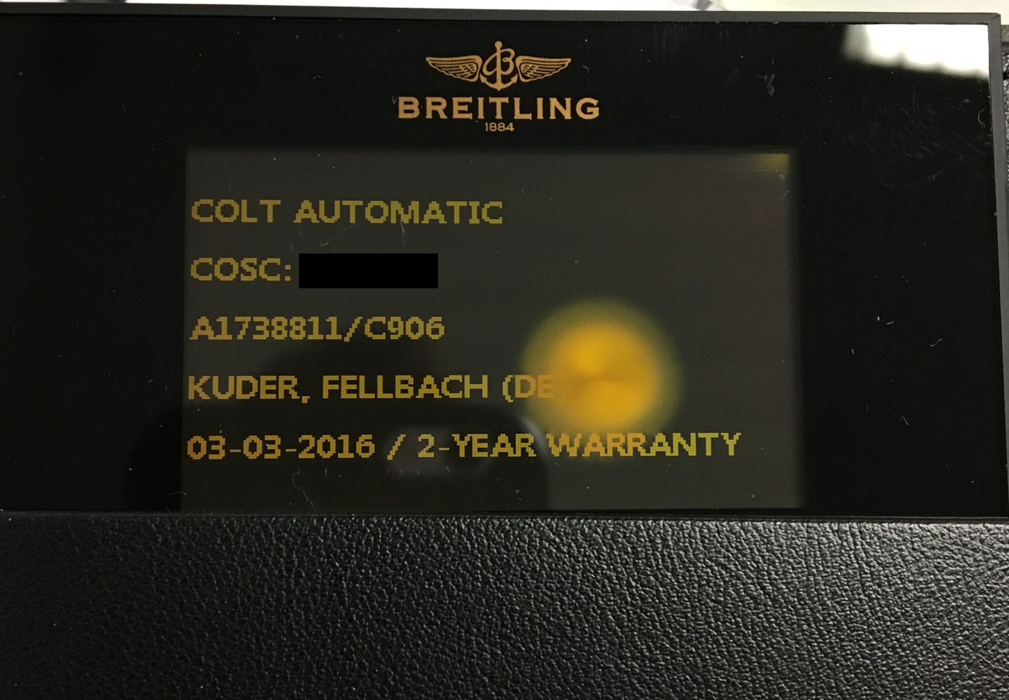 Breitling Garantie Karte 2 Jahre