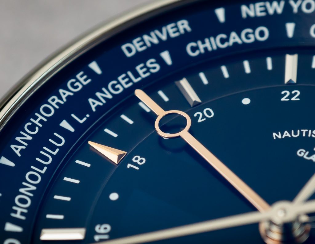 Glashütte GMT Uhr Rosegold Zeiger Index