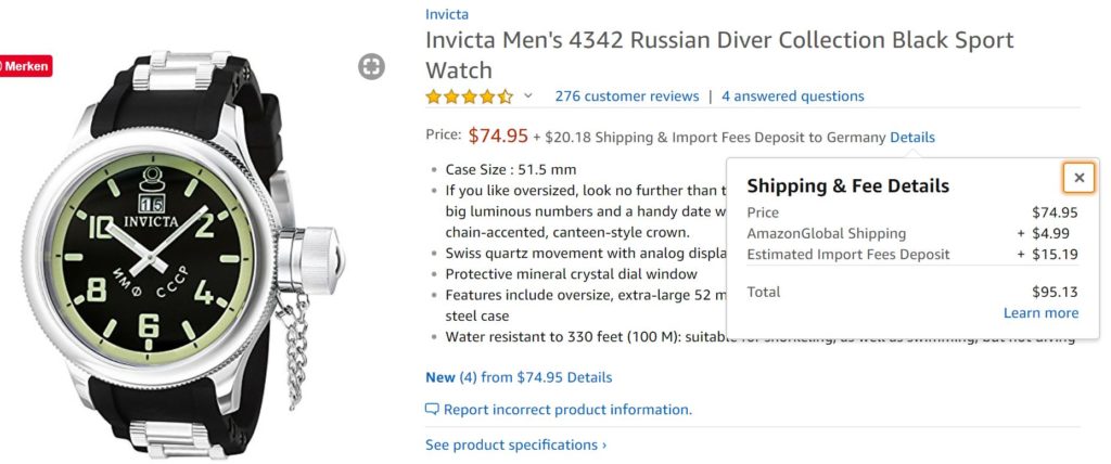 Amazon Invicta Russian Diver