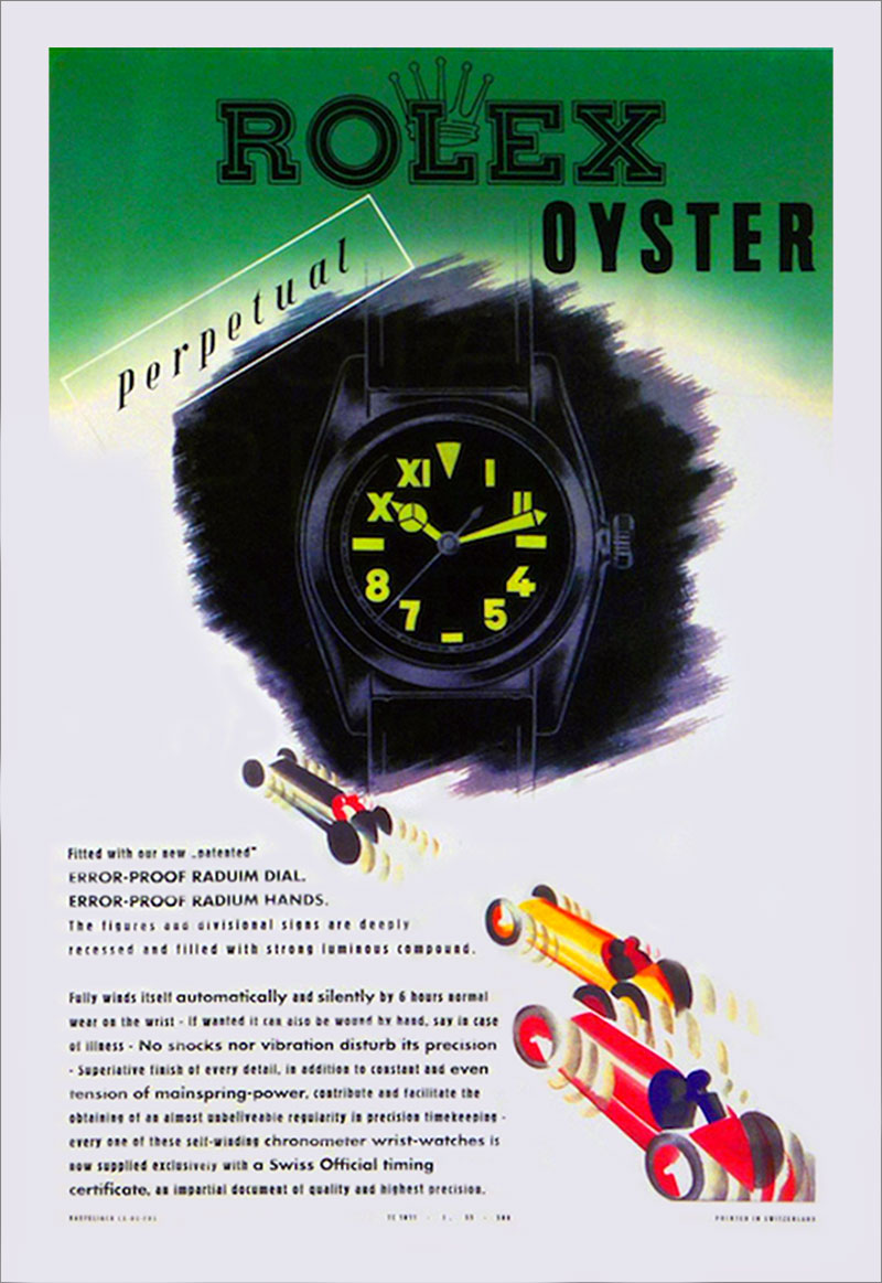 Rolex-Oyster-Radium-Zifferblatt-Reklame