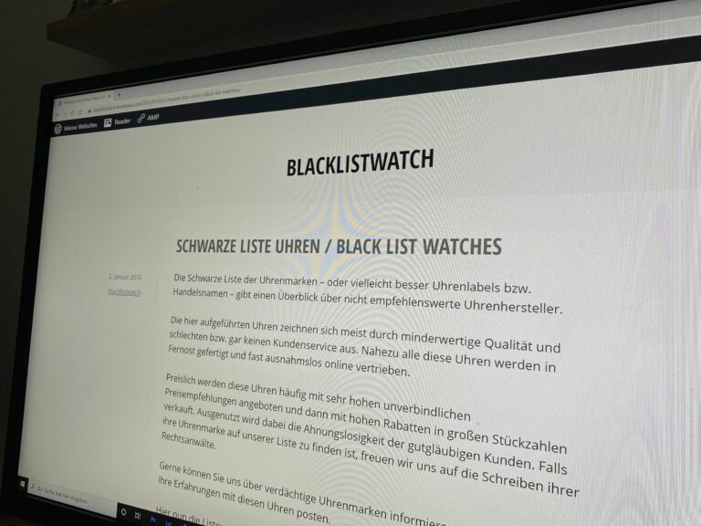 Schwarze Liste Uhren Black List Watches