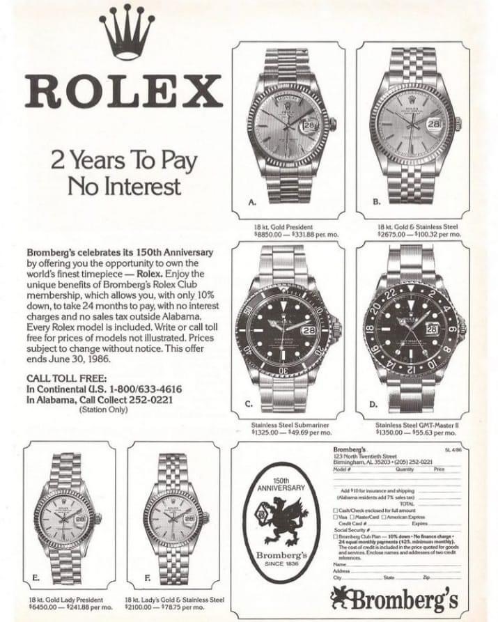 Rolex GMT Master Submariner Preis 1980 80er Jahre