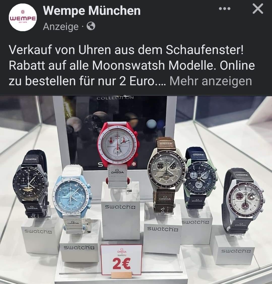 Read more about the article Scam: Wempe München Facebook-Fake-Account und die angebliche MoonSwatch für 2€