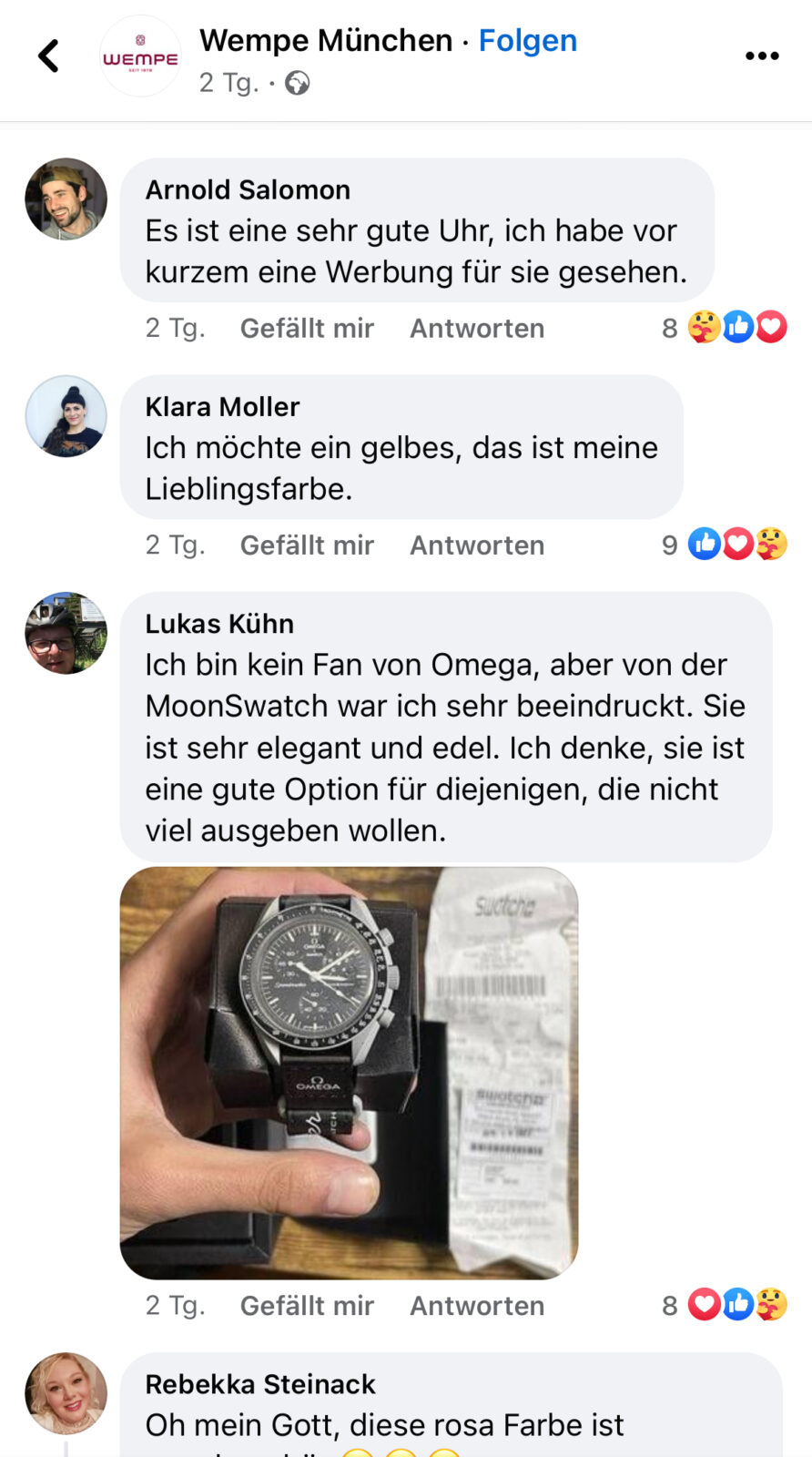 Wempe Muenchen Scam Fake Account MoonSwatch 4