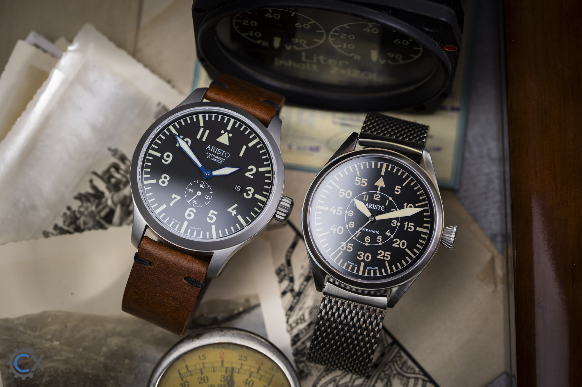 ARISTO Flieger 43 brüniert 7H150 und ARISTO 31 Jewels 3H260VIN Test 06545