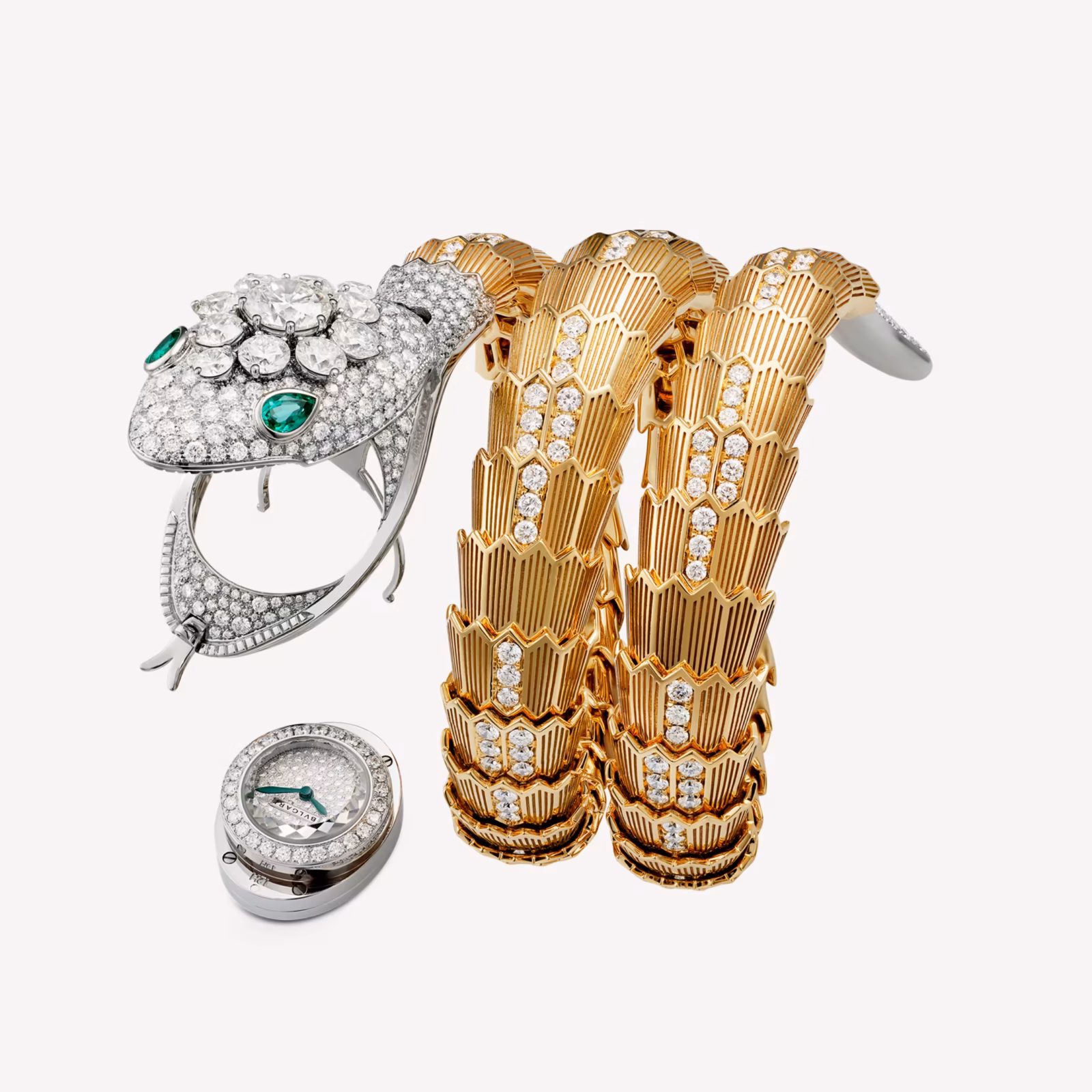 Serpenti Misteriosi High Jewellery Secret Uhr mit mechanischem Mikro Manufakturwerk mit Handaufzug