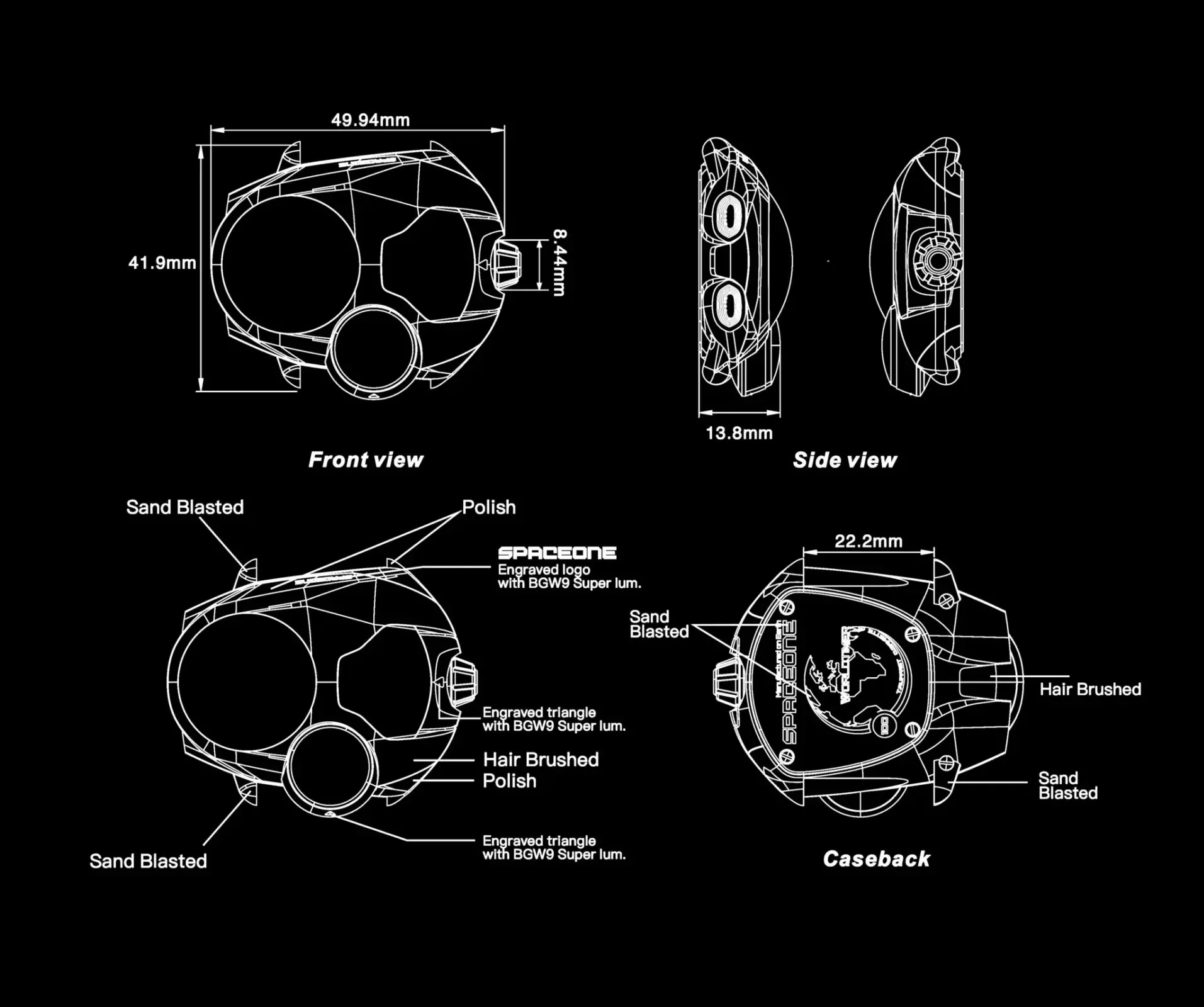 SpaceOne Worldtimer Abmessungen