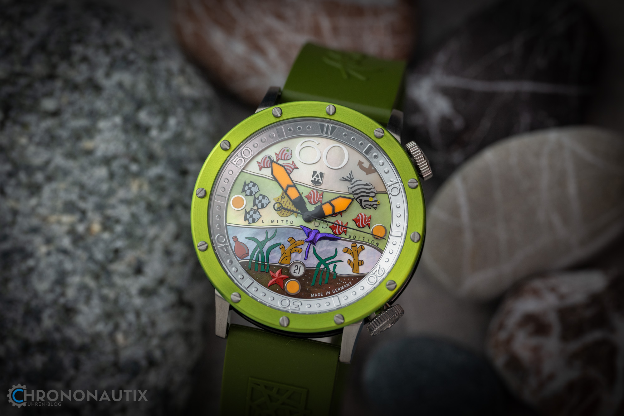 Alexander Shorokhoff Flensi Grün Aquarium Uhr Test 1200479