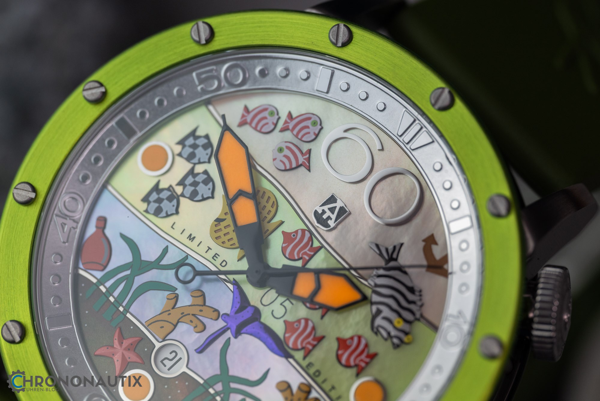 Alexander Shorokhoff Flensi Grün Aquarium Uhr Test 1200483