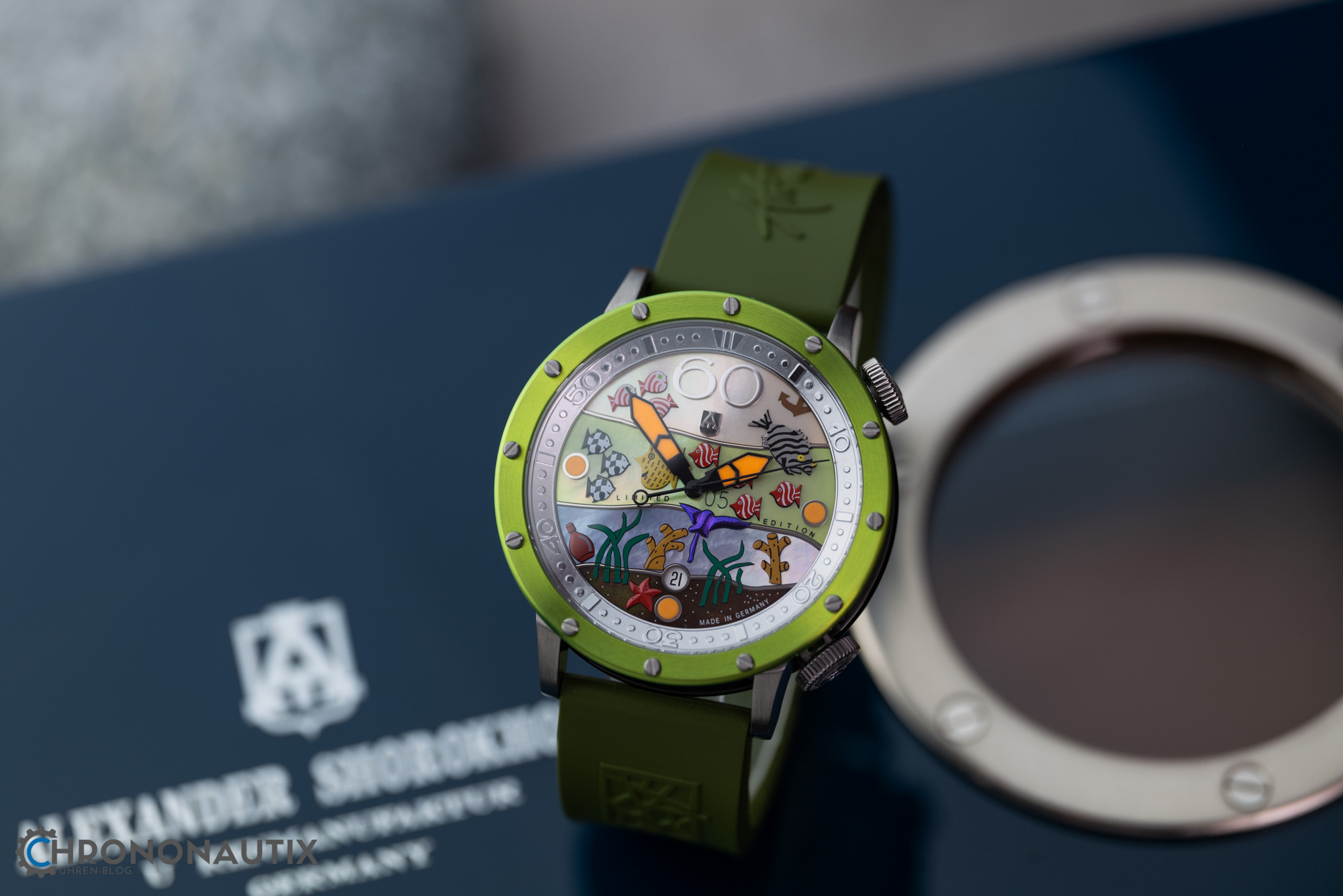 Alexander Shorokhoff Flensi Grün Aquarium Uhr Test 1200514