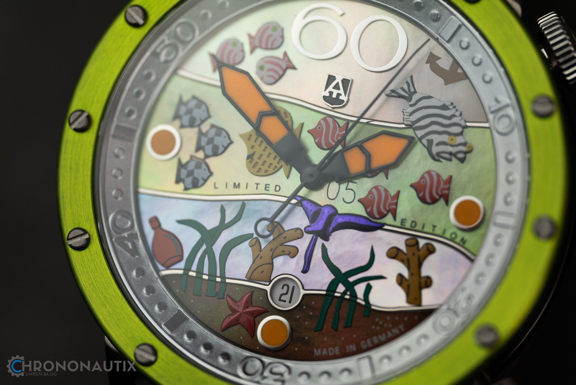 Alexander Shorokhoff Flensi Grün Aquarium Uhr Test 1200518