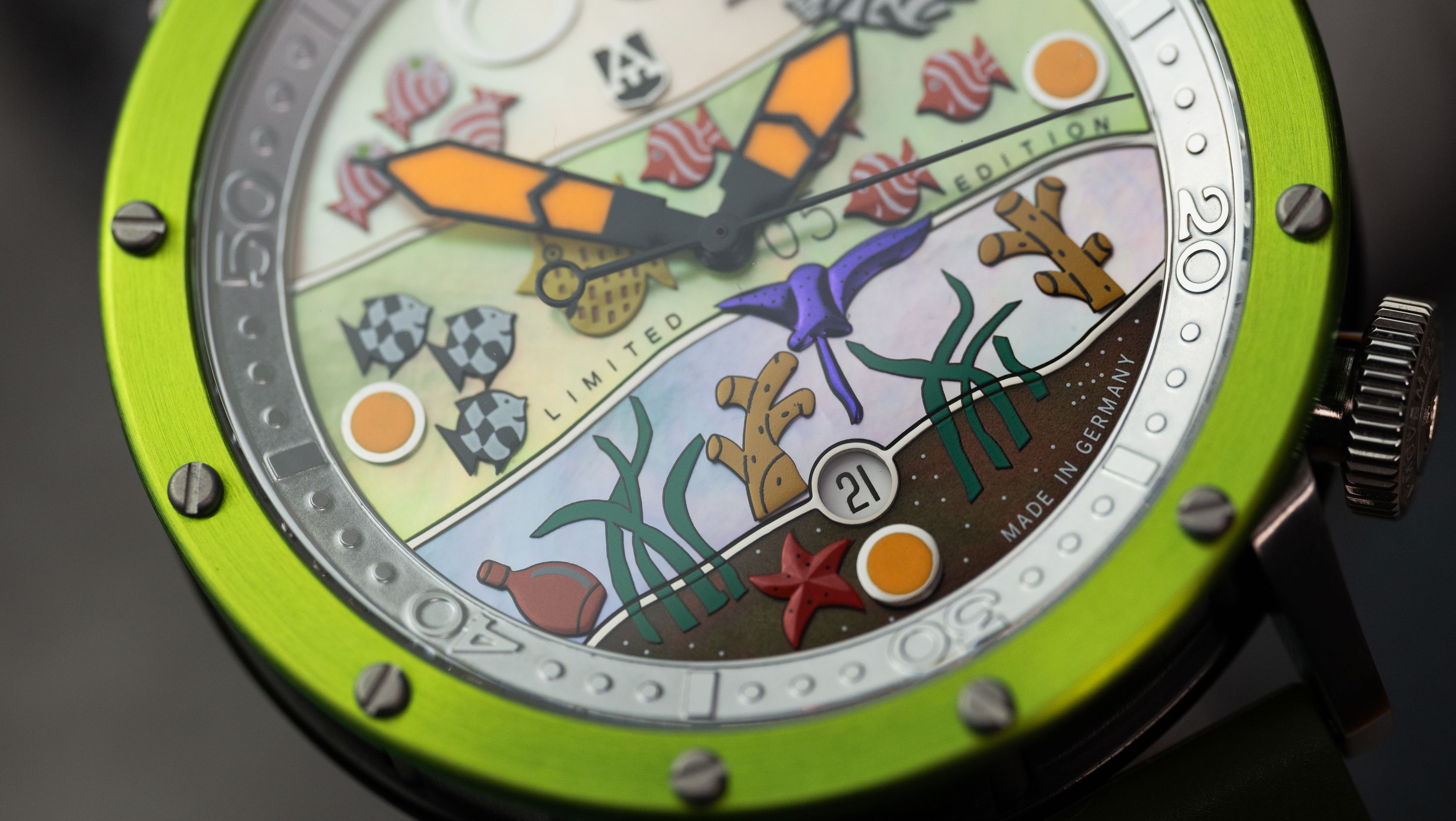 Alexander Shorokhoff Flensi Grün Aquarium Uhr Test EXT 1200486 Kopie