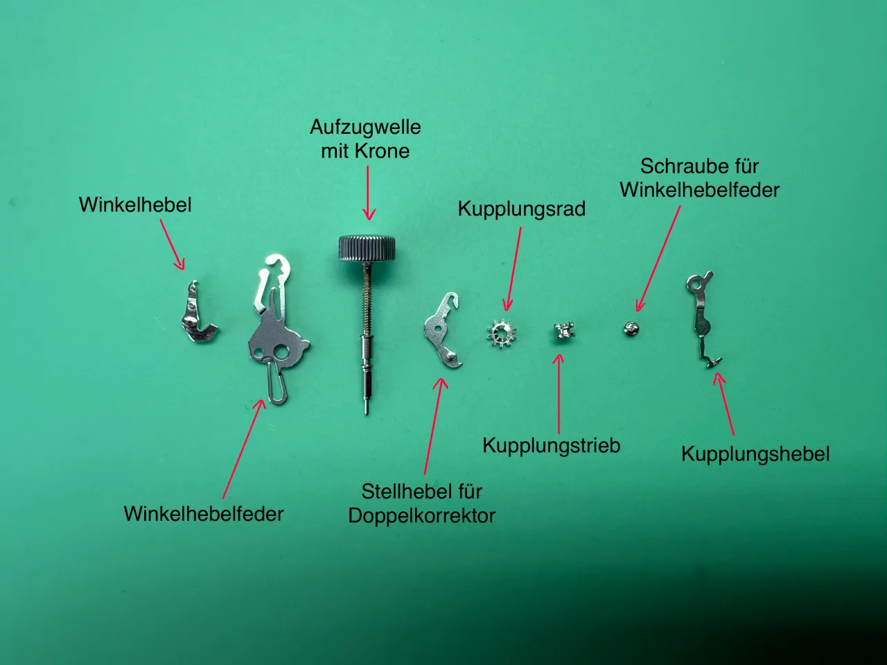 2. Teile des Aufzugmechanismus eines ETA 2824 2