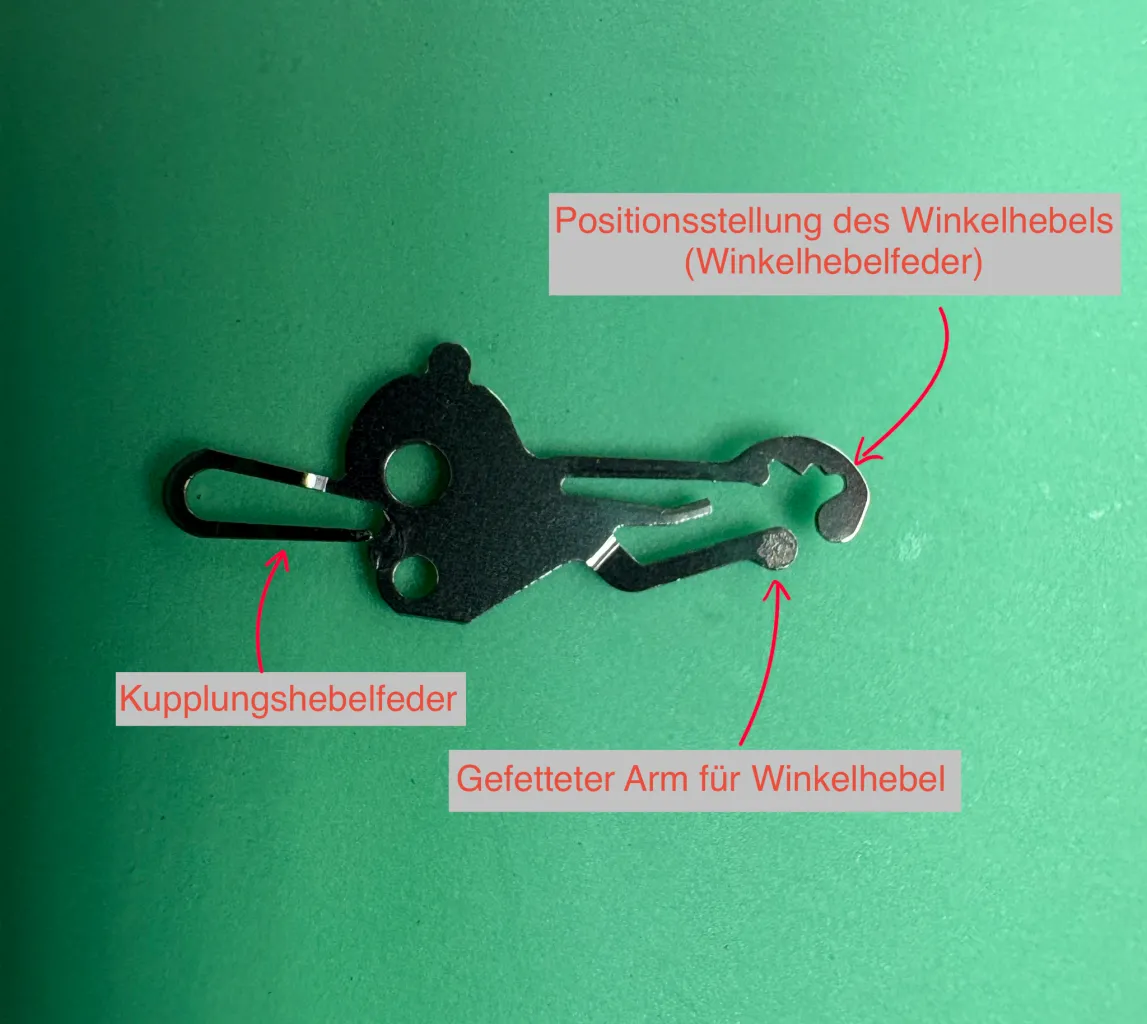 8. Unterseite Winkelhebelfeder des ETA 2824 2